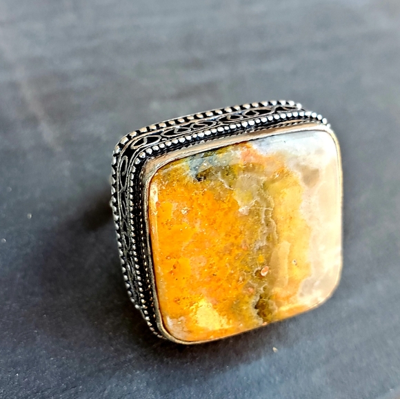 New Huge Bumblebee Jasper 925 Silver Ring. - Picture 13 of 15